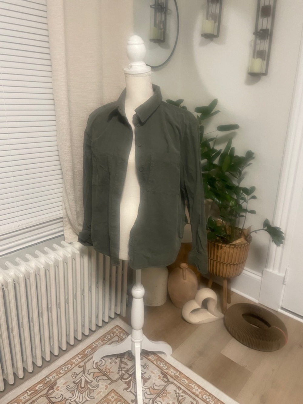 H&M Olive Green Button-Down Shirt